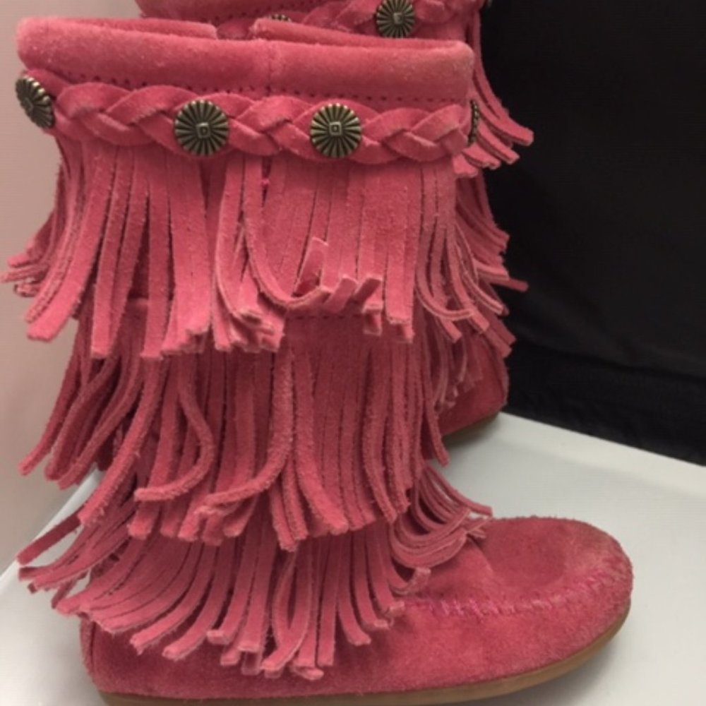 Minnetonka Girls Fringe Boots Size 10 - Picture 4 of 5